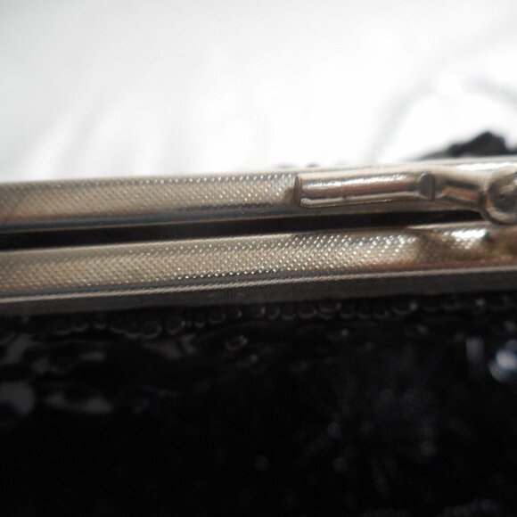 Vintage Hand Made Clutch bag Purse Black beaded - Picture 5 of 8